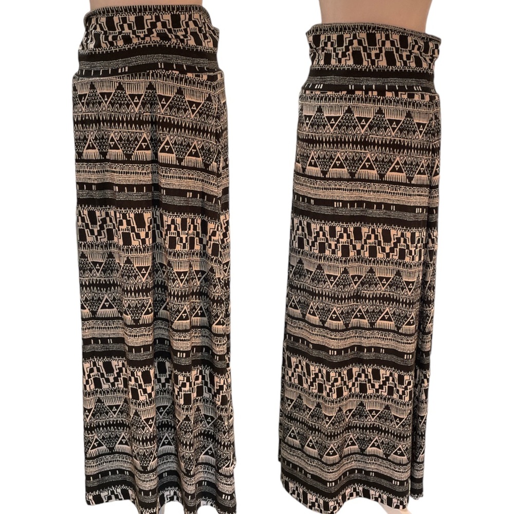 Mossimo Supply Co Black & White Aztec Print High Waist Maxi Skirt Size Small